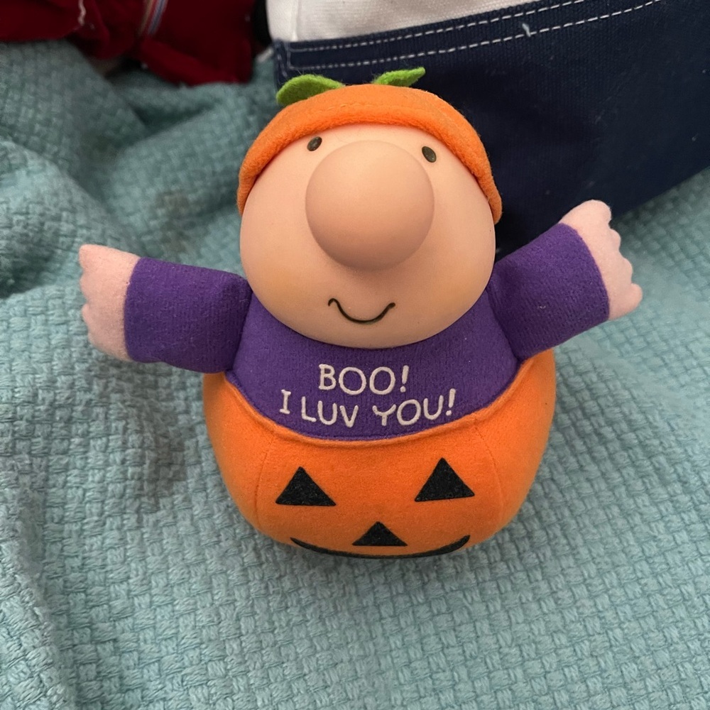 Vintage 1990 Ziggy Halloween Pumpkin Plush 6" Boo! I Luv You American Greetings